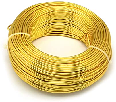 PandaHall 984 Feet Aluminum Wire 20 Gauge Flexible Metal Craft Wire for DIY Manual Arts Jewelry Making(Gold)