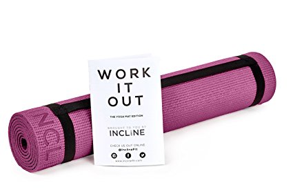 Incline Fit Lightweight and Comfortable High Density Memory Foam 1/4-Inch Thick Yoga Mat, Plum