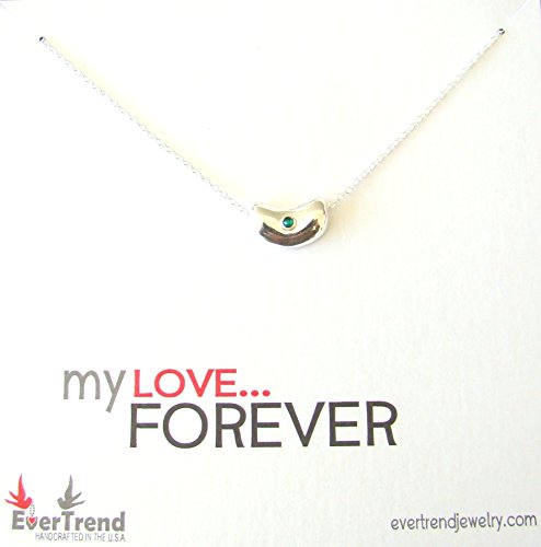 Miscarriage Memorial Silver Bean Birthstone Necklace with "my love...FOREVER" Card