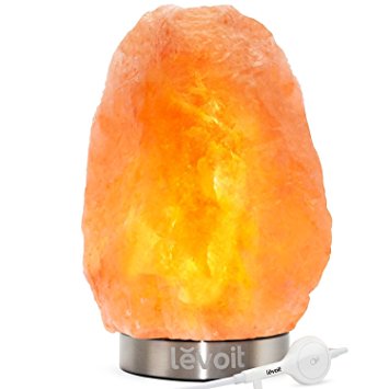 Levoit Aurora Himalayan Salt Lamp(11 to 15 lbs), Hand Carved Natural Glow Pink Sea Crystal Rock: 18/8 Stainless Steel Base,Touch Brightness Dimmable Control,3 Bulbs,UL-Listed Cord and Luxury Gift Box