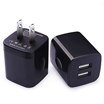 USB Wall Charger, Charging Block, FiveBox 2PC Dual Port 2.1A Wall Charger Base Brick Charging Cube Adapter Plug Charger Box Compatible iPhone XS Max/XR/X/8/7/6/6s, iPad, Samsung Galaxy S9 S8 S7 S6, LG