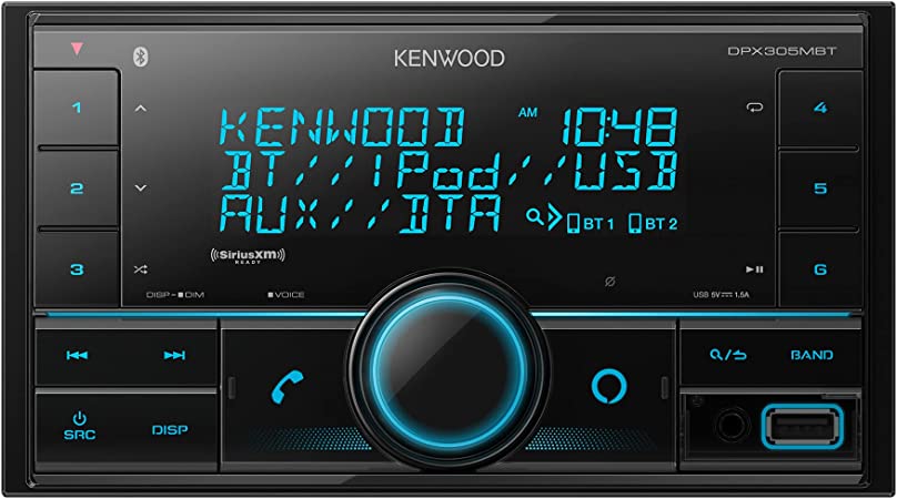 Kenwood DPX305MBT Double DIN in-Dash Digital Media Receiver with Bluetooth (Does not Play CDs) | Mechless Car Stereo Receiver | Amazon Alexa Ready - Black