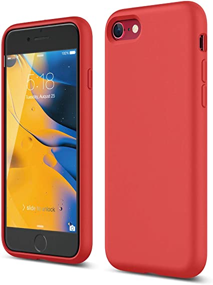 elago Liquid Silicone Designed for Apple iPhone SE Case (2020), iPhone 8 Case, iPhone 7 Case [Red]