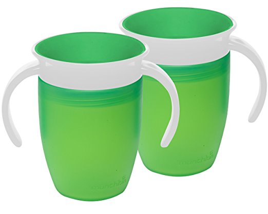 Munchkin Miracle 360 Trainer Cup, Green, 7 Ounce, 2 Count