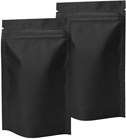 STUs 100 Pack Smell Proof Bags - 3.1 x 5.1 Inch Resealable Stand-Up Mylar Bags Foil Pouch Double-Sided Ziplock Bag Matte Black