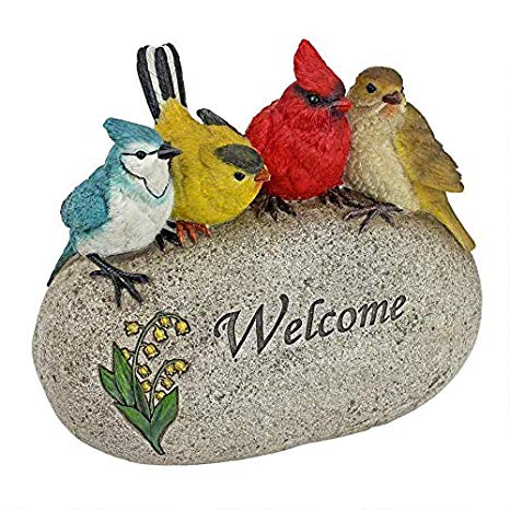 Design Toscano QM7512040 Birdy Welcome Garden Stone, Medium, Full Color