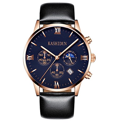 KASHIDUN Men's Wrist Waterproof Watches Casual Quartz Analog Luxury Top Brand Men Watch-Black.ZH-JHP