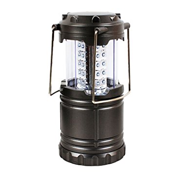 iRainy Ultra Bright Portable LED Camping Lantern Flashlight with 30 LED bulbs, Powered Operated Camping Gear Light for Hiking, Blackouts and Emergency (Black, Collapsible)