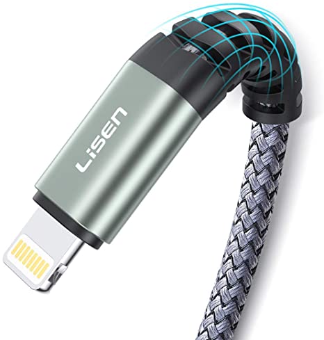 LISEN (6ft / 1.88m) iPhone Charger Cable, [ Apple MFi Certified ] [ Never Rupture ] Lightning to USB A Cable, 2.4A Fast Charging Cord Compatible with 11 Pro Max XS XR X 8 7 6S 6 Plus iPad