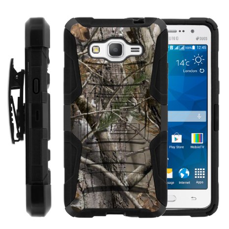 Galaxy Grand Prime Case, Galaxy Grand Prime Holster, Two Layer Hybrid Armor Hard Cover with Built in Kickstand for Samsung Galaxy Grand Prime SM-G530H, SM-G530F (Cricket) from MINITURTLE | Includes Screen Protector - Tree Bark Hunter Camouflage