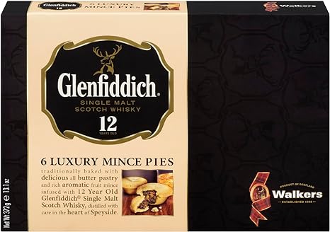 Walkers Glenfiddich Single Malt Scotch Whisky Mincemeat Tarts, 372 Grams (Pack of 1)