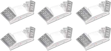 LED Hardwire Emergency Light with Adjustable Heads, Backup Battery (6 Pack)