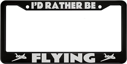 I'd Rather Be Flying Aluminum Alloy License Plate Frame Two Airplanes Pattern White Applicable to US Standard Car Metal Car Tag Frame Front License Plate Cover Holder for Women Men(1 Pack)