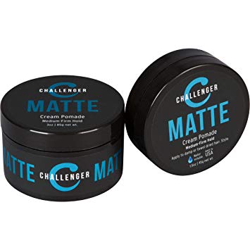 Combo Pack - 1.5OZ AND 3OZ Matte Cream Pomade - Medium Firm Hold - Best Styling Cream From Challenger - Water Based, Clean & Subtle Scent. Hair Wax, Fiber, Clay, Paste All In One