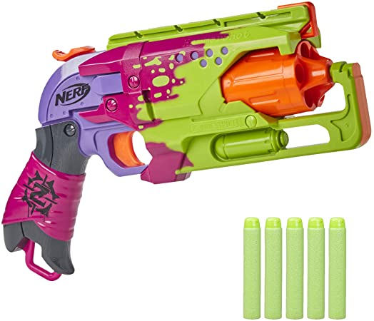 NERF Zombie Strike Hammershot Blaster -- Pull-Back Hammer-Blasting Action, 5 Official Zombie Strike Darts -- Splatter Color Scheme (Amazon Exclusive)