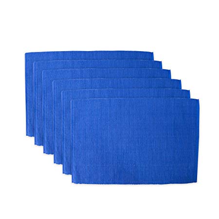DII 100% Cotton, Ribbed 13x 19 Everyday Basic Placemat Set of 6, Blue Jay, 6 Piece