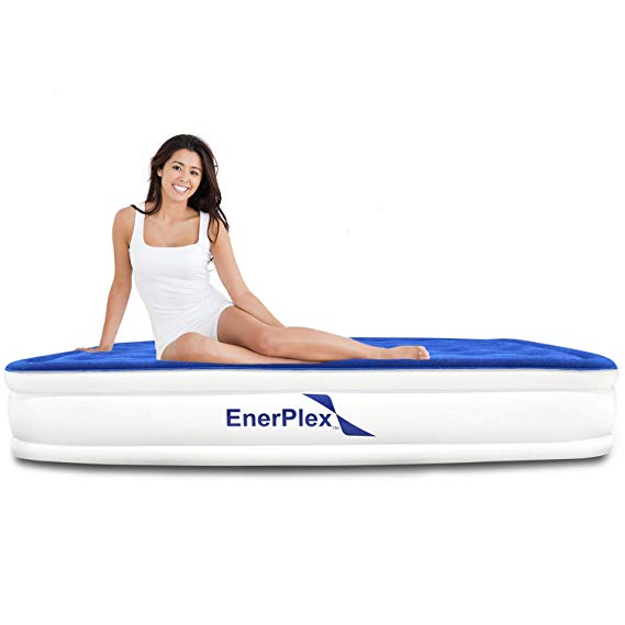 EnerPlex Premium Dual Pump Luxury Twin Size Air Mattress Airbed with Built in Pump Raised Double High Twin Blow Up Bed for Home Camping Travel 2-Year Warranty – 13” High