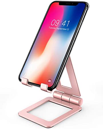 Luckymore Cell Phone Stand, Aluminum Phone Stand for Desk, iPhone Stand Holder Phone Dock Compatible with iPhone 12 11 or 4" - 8" Cellphone and Tablets (Silver)