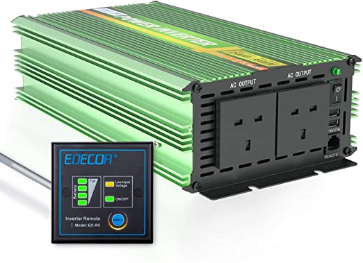 EDECOA Pure Sine Wave Power Inverter 1500W Peak 3000W DC 12V to 240V AC with Remote Controller 4.2A Dual USB Ports