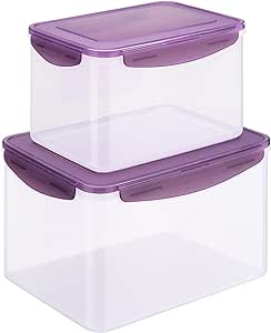 Navaris Large Food Storage Containers (Set of 2) - 38 Cup and 20.5 Cup Bins with Lids - Plastic Airtight Lid Container Bin Set for Kitchen or Pantry