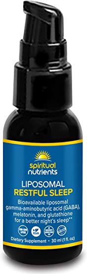 Spiritual Nutrients Restful Sleep | High Bioavailability GABA, Melatonin, Glutathione for Calmness, Relaxation | Non-GMO Sunflower | 1 fl. oz.