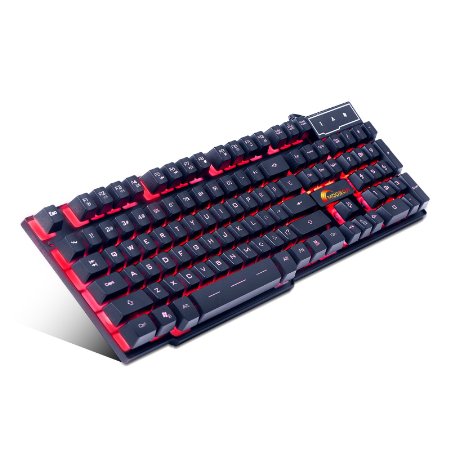 Moobom DB-A8 Mechanical Feel Gaming Keyboard, LED Three Color Backlit USB Wired Game Keyboard