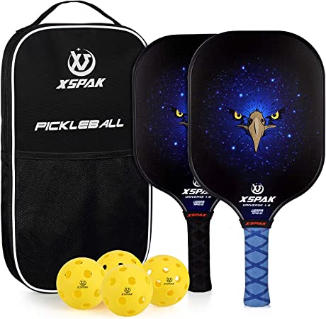 XS XSPAK Graphite Pickleball Paddle, Lightweight Graphite Honeycomb Composite Core Paddles Single Wrap or Sets of 2, USAPA Approved