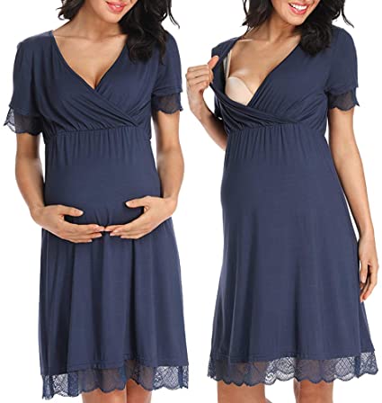 Women's Robe Maternity Sleepwear Pregnancy Nightgown Nursing Kimono Bathrobes Nursing Lace Dresses