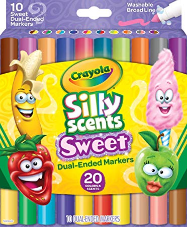 Crayola Silly Scents Dual Ended Markers, Sweet Scented Markers, 10 Count, Gift for Kids, Age 3, 4, 5, 6