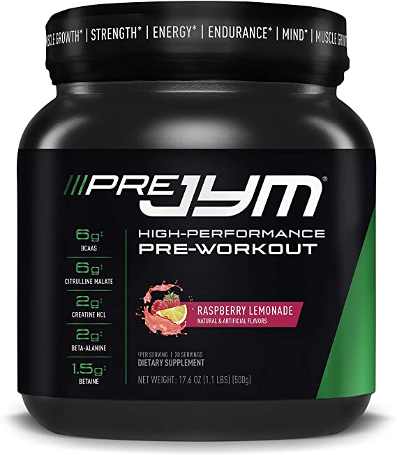 Pre JYM Pre Workout Powder - BCAAs, Creatine HCI, Citrulline Malate, Beta-Alanine, Betaine, and More | JYM Supplement Science | Raspberry Lemonade Flavor, 20 Servings