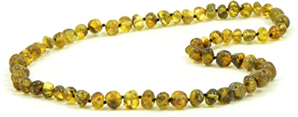 AmberJewelry Baltic Amber Necklaces for Adults - 18-21.6 inches Made from Authentic/Polished Baltic Amber Beads (17.7 inches (45 cm), Light Green)