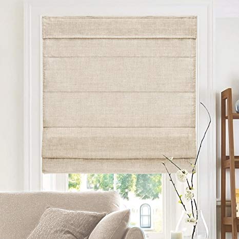 CHICOLOGY Cordless Roman Shades, 23" W X 64" H, Belgian Flax (Privacy & Light Filtering)