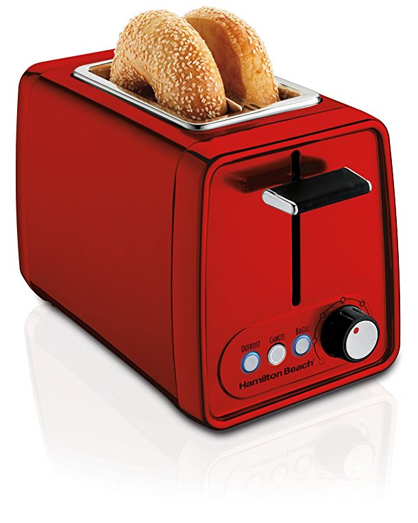 Hamilton-Beach 22793C Modern Chrome 2 Slice Toaster, Metallic Red