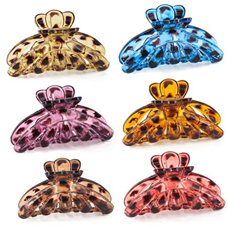 Yeshan Large Size 3.5" Plastic Resin Jaw Claw Hair Clip Banana Hair Clip for Women,Pack of 6