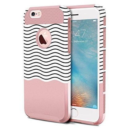 iPhone 6 Plus Case,iPhone 6s Plus Case,BENTOBEN Ultra Slim iPhone 6 Plus Covers Hard Shell Soft TPU Dual Layer Shockproof Wave Hybrid Protective Covers for iPhone 6 Plus iPhone 6s Plus,Rose Gold