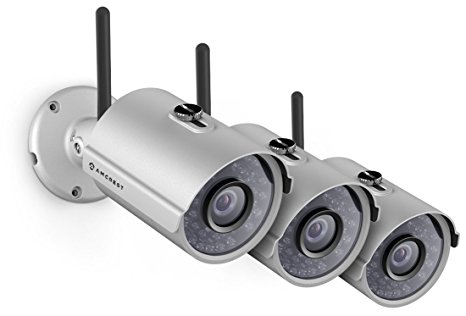 3-Pack Amcrest HDSeries Outdoor 720P WiFi Wireless IP Security Bullet Camera - IP66 Weatherproof, 720P (1280TVL), IPM-722S (Silver)