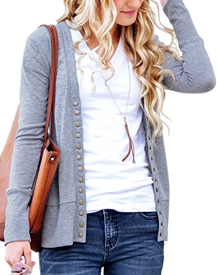 NENONA Women's V-Neck Button Down Knitwear Long Sleeve Soft Basic Knit Cardigan Sweater