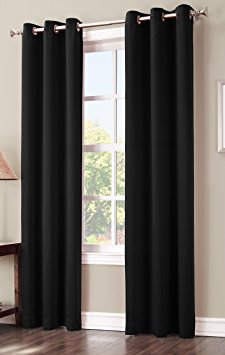 Sun Zero Easton Blackout Energy Efficient Grommet Curtain Panel, 40 x 84 Inch, Black