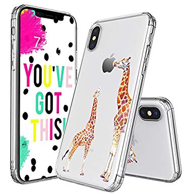 iPhone X Case, Clear iPhone 10 Case, MOSNOVO Cute Giraffe Pattern Clear Design Printed Transparent Plastic Back Case with TPU Bumper Protective Case Cover for iPhone X/iPhone 10