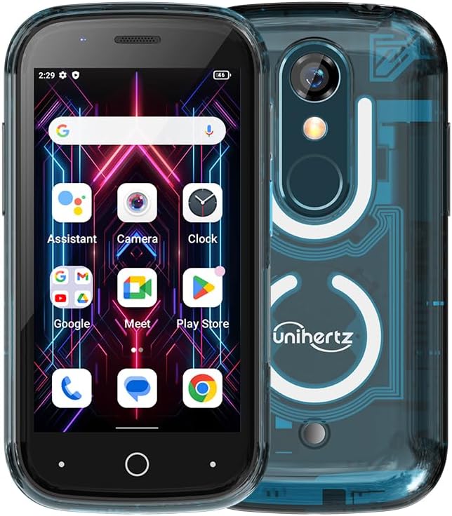 Unihertz Jelly Star, The World's Smallest Android 13 Smartphone Transparent Design LED Light NFC OTG Blue (EU Charger)