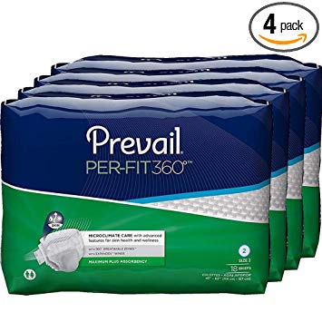 Prevail Per-Fit 360 Degree Maximum Plus Absorbency Incontinence Briefs Size 2 72 Count Breathable Rapid Absorption Discreet Comfort Fit Adult Diapers