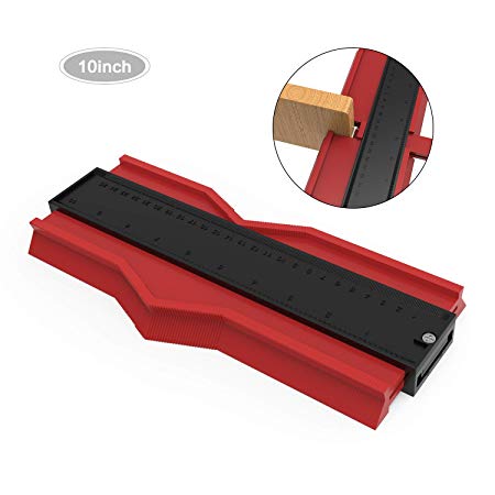 Contour Gauge,10 Inch Plastic Contour Gauge Duplicator Measure Rule for Copy Shapes and Easy Cutting Precise Measurement Wood Marking Working Tool (Red)