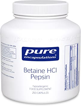 Pure Encapsulations - Betaine Hcl Pepsin - Acidic Betaine with Protein-Digesting Enzyme - 250 Capsules