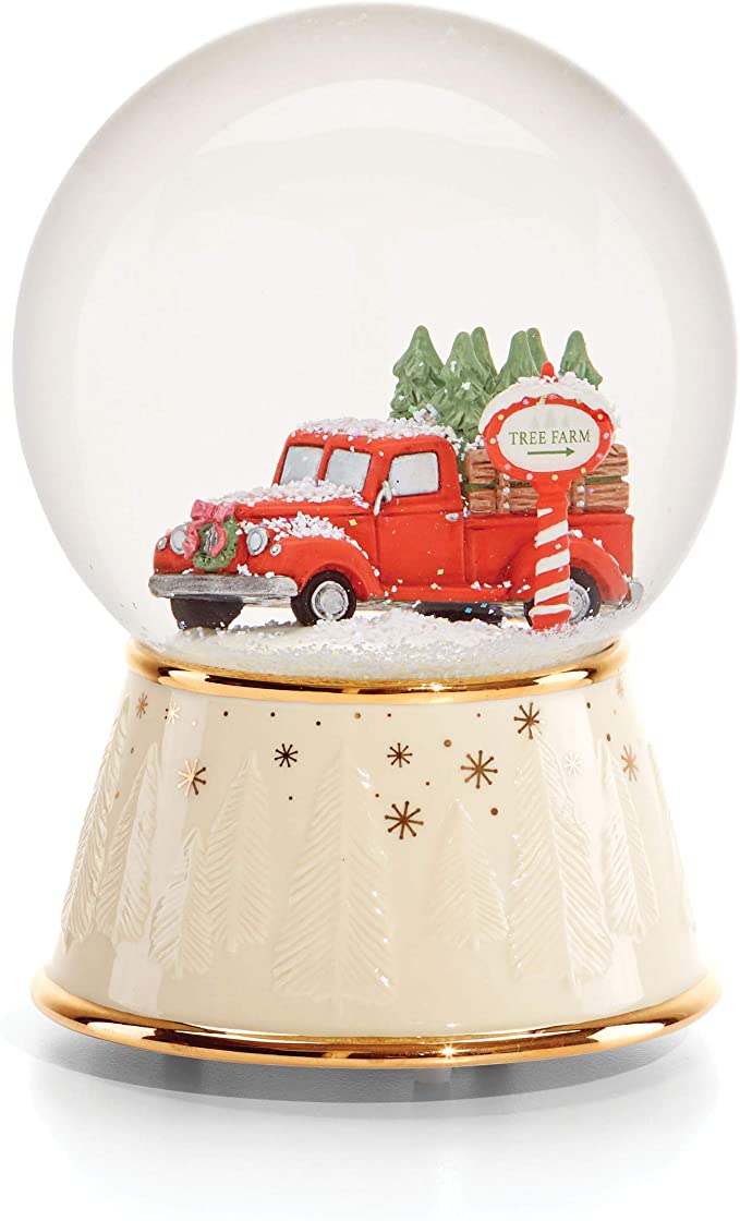 Lenox Musical Vintage Truck Snow Globe, 3.05 LB, Ivory