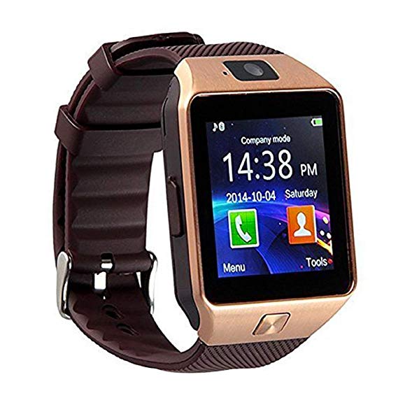Mgaolo DZ09 Smart Watch Smartwatch Bluetooth Sweatproof Phone with Camera TF/SIM Card Slot for Android and iPhone Smartphones for Kids Girls Boys Men Women(Golden)