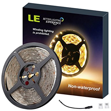 LE Flexible LED Strip Lights, 300 Units SMD 3528 LEDs, 5m 12V DC Non-waterproof Light Strips, LED ribbon, Garden Home Kitchen Car Bar DIY Party Decoration Lighting, Warm White