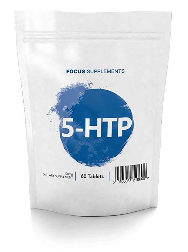 5 HTP Tablets - 100mg | For Mood Support & Natural Weight Loss | Focus Supplements - Manufactured in the UK in ISO Licensed Facilities - 100% Money Back Guarantee (60 Tablets)