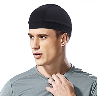 Moisture Wicking Cooling Skull Cap/Helmet Liner/Running Beanie Caps - Motorcycle Cycling Breathable Dome Cap Sweatband