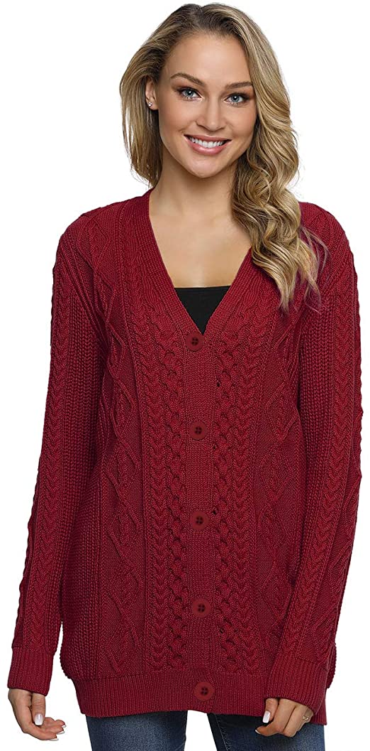 Lynz Pure Women's Cardigan Sweaters Button Down Knitwear Oversized Cable Knit Outerwear