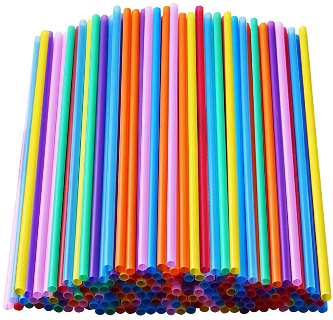 200 Pcs Colorful Plastic Long Disposable Drinking Straws. (0.23''diameter and 10.2"long)